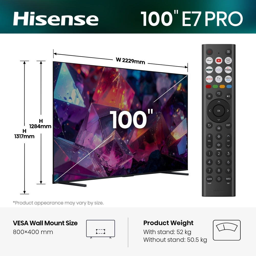 Hisense 100E7STUK PRO 100" QLED Smart Television - product image 2