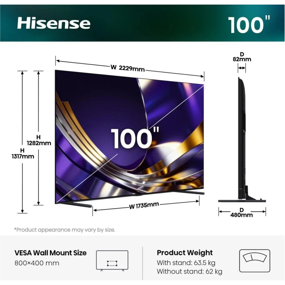 Hisense 100U7STUK PRO 100" ULED Mini LED Smart Television - product image 2