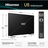 Hisense 100U8QTUK 100" ULED Mini LED Smart Television - product image 2
