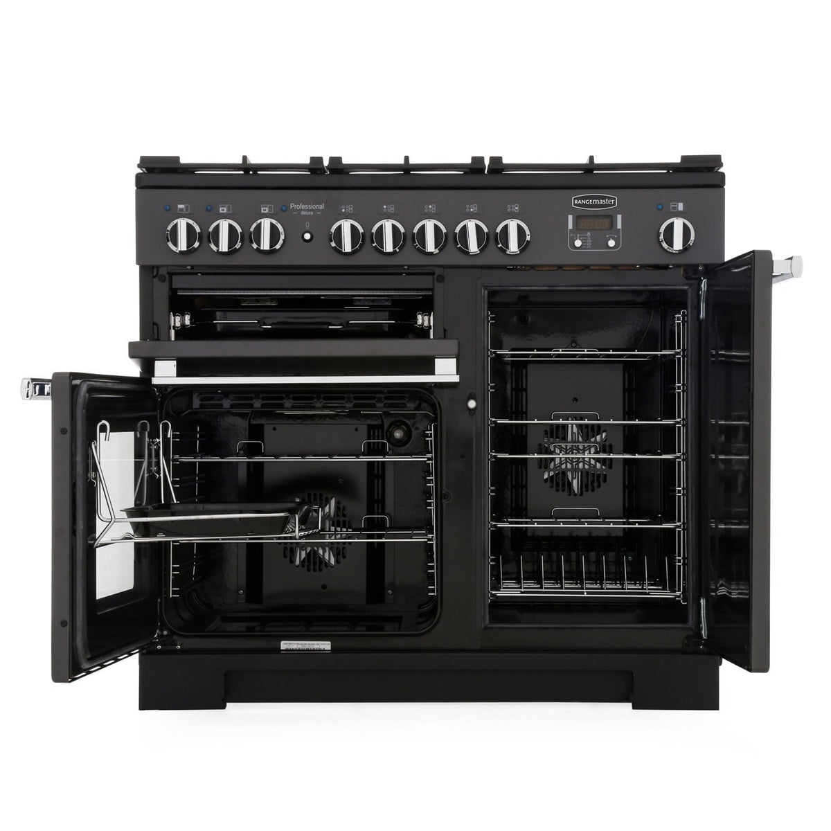 Rangemaster PDL100DFFSL/C Professional Deluxe Slate / Chrome 100cm Dual Fuel Range Cooker - product image 2