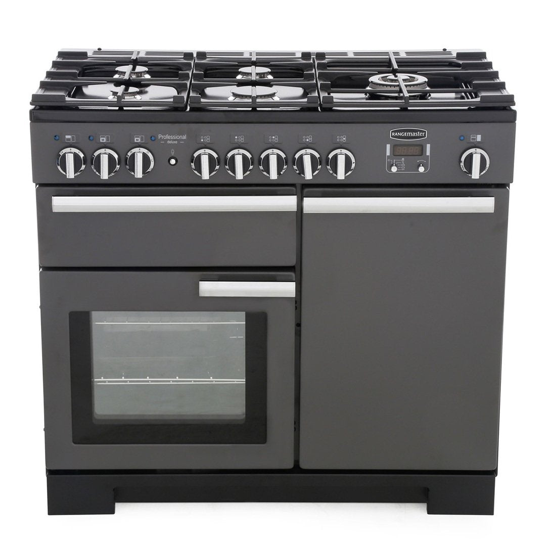 Rangemaster PDL100DFFSL/C Professional Deluxe Slate / Chrome 100cm Dual Fuel Range Cooker - product image 1