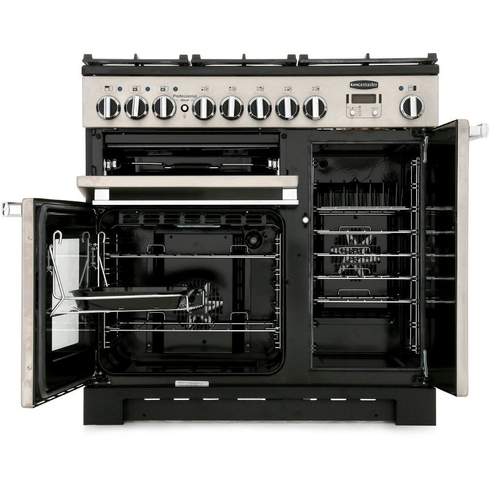 Rangemaster PDL90DFFSL/C Professional Deluxe Slate / Chrome 90cm Dual Fuel Range Cooker - product image 2
