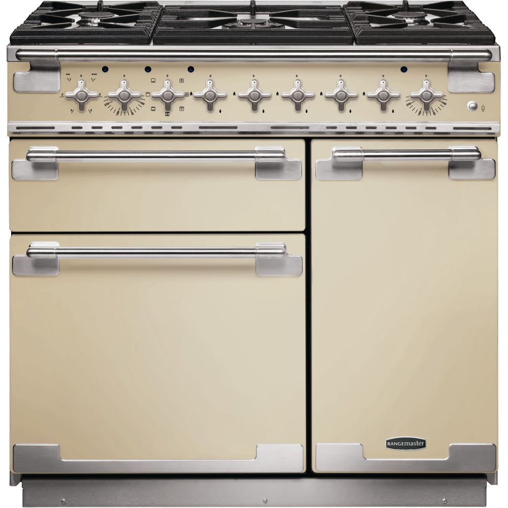 Rangemaster ELS90DFFCR Elise Cream / Brushed Nickel 90cm Dual Fuel Range Cooker - product image 1