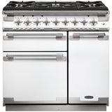 Rangemaster ELS90DFFWH Elise White / Brushed Nickel 90cm Dual Fuel Range Cooker - product image 1