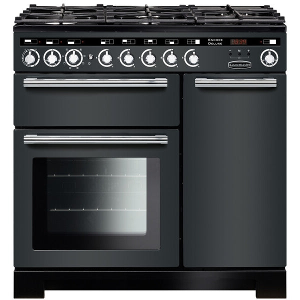 Rangemaster EDL90DFFSL/C Encore Deluxe Slate / Chrome 90cm Dual Fuel Range Cooker - product image 1