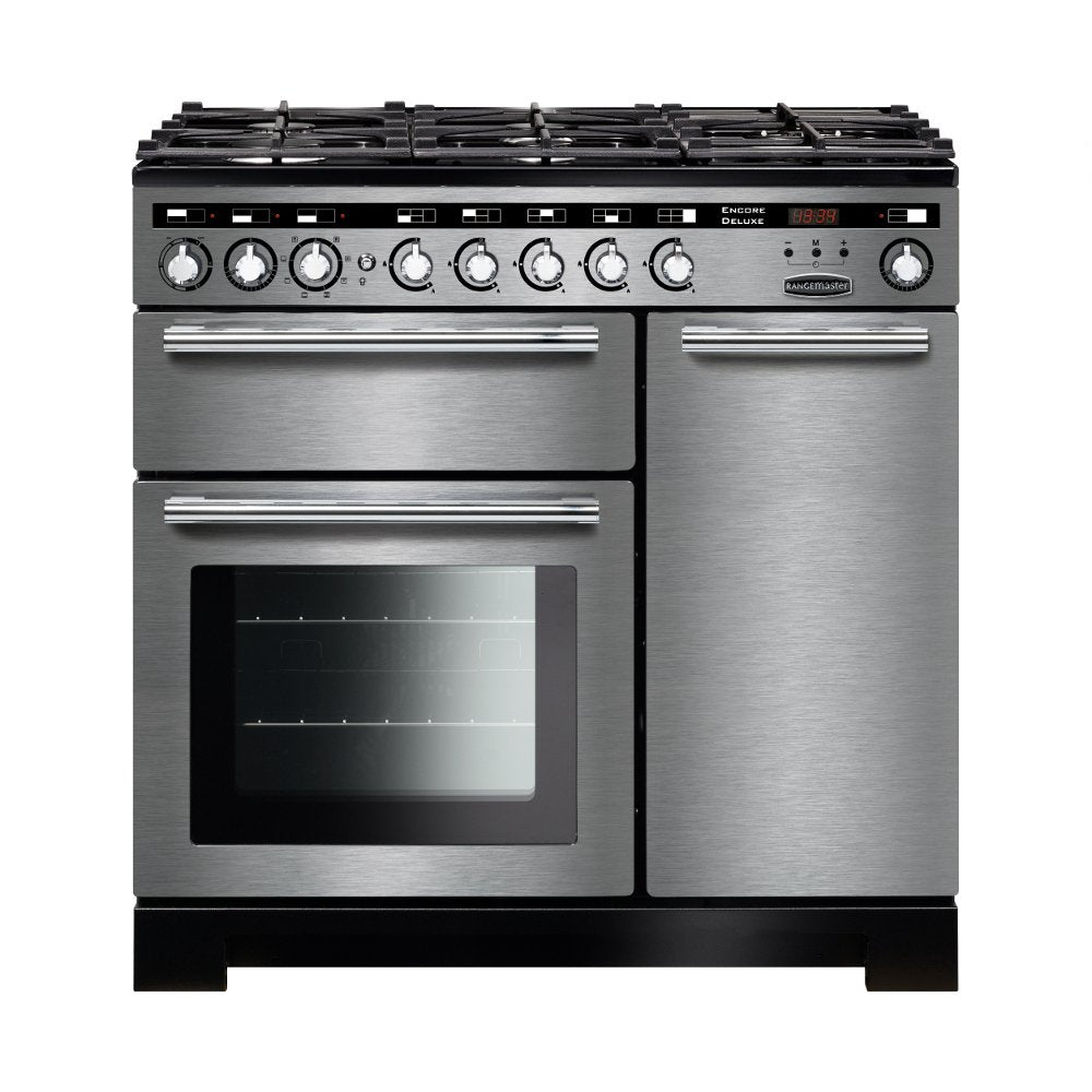 Rangemaster EDL90DFFSS/C Encore Deluxe Stainless Steel / Chrome 90cm Dual Fuel Range Cooker - product image 1