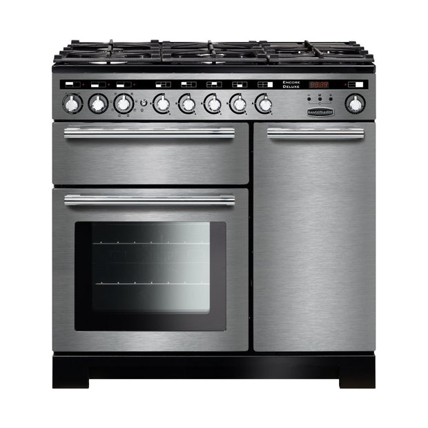 Rangemaster EDL90DFFSS/C Encore Deluxe Stainless Steel / Chrome 90cm Dual Fuel Range Cooker - product image 1