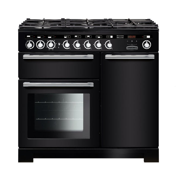 Rangemaster EDL100DFFBL/C Encore Deluxe Black / Chrome 100cm Dual Fuel Range Cooker - product image 1