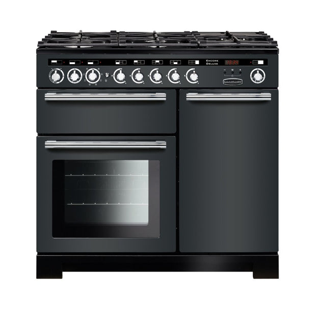 Rangemaster EDL100DFFSL/C Encore Deluxe Slate / Chrome 100cm Dual Fuel Range Cooker - product image 1