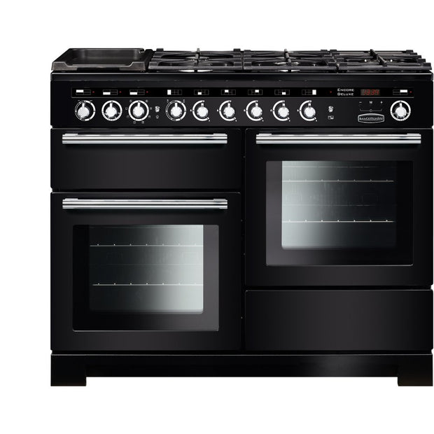 Rangemaster EDL110DFFBL/C Encore Deluxe Black / Chrome 110cm Dual Fuel Range Cooker - product image 1