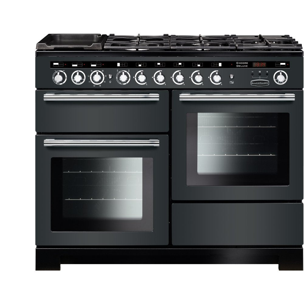 Rangemaster EDL110DFFSL/C Encore Deluxe Slate / Chrome 110cm Dual Fuel Range Cooker - product image 1