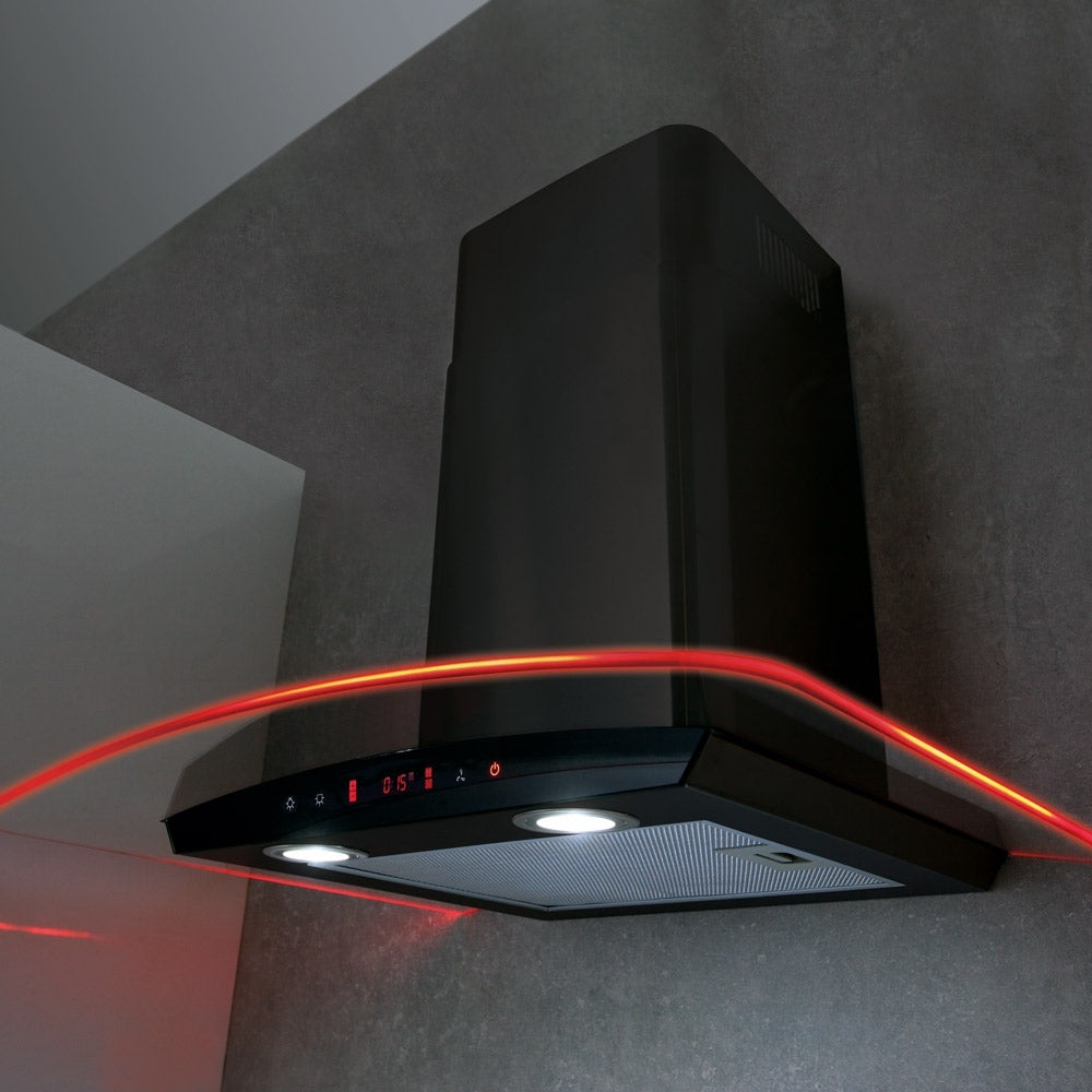 CDA EKP60BL 60cm Chimney Cooker Hood, Black, D Rated - CDA EKP60BL product image 1 at Appliances Arena