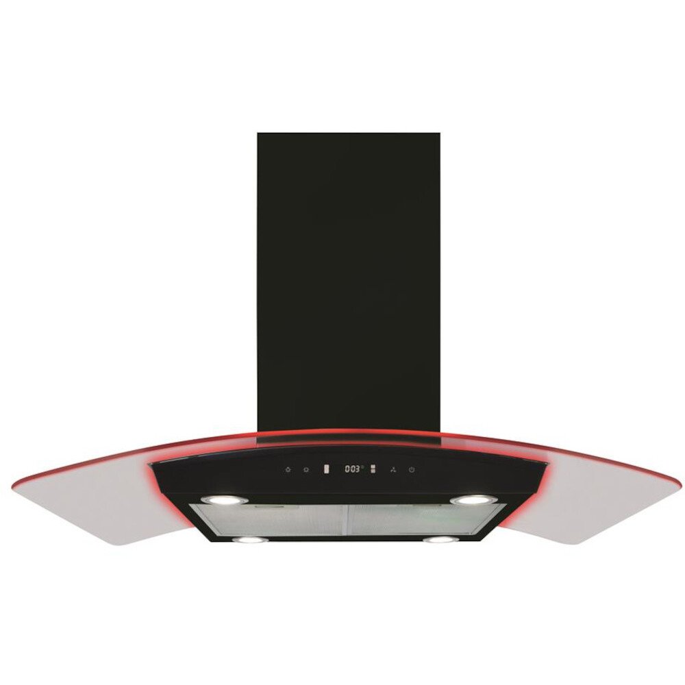 CDA EKPK90BL 90cm Chimney Cooker Hood, Black, D Rated - CDA EKPK90BL product image 1 at Appliances Arena