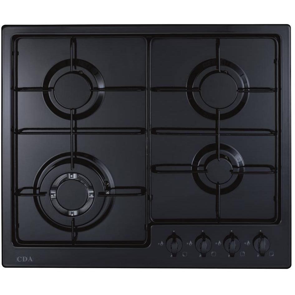 CDA HG6251BL 58cm 4 Burner Gas Hob, Black - CDA HG6251BL product image 1 at Appliances Arena