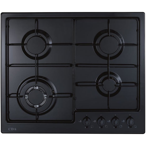 CDA HG6251BL 58cm 4 Burner Gas Hob, Black - CDA HG6251BL product image 1 at Appliances Arena