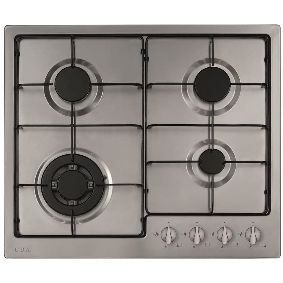 CDA HG6251SS 58cm 4 Burner Gas Hob, Stainless Steel - CDA HG6251SS product image 1 at Appliances Arena