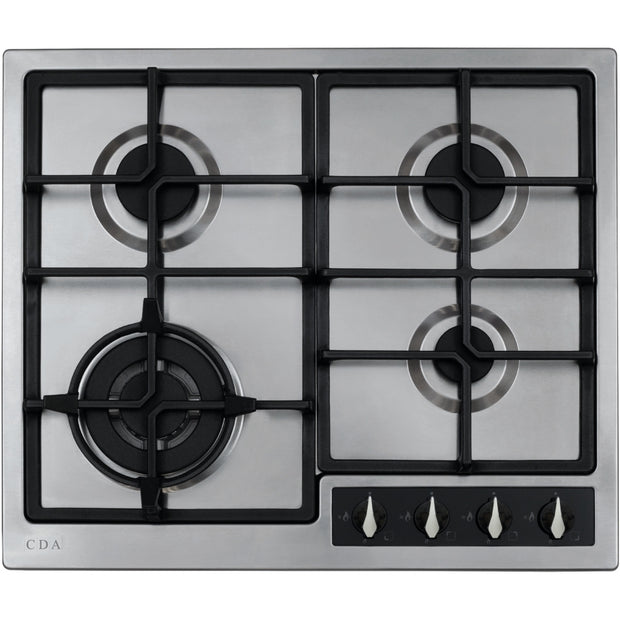 CDA HG6351SS 58cm 4 Burner Gas Hob, Stainless Steel - CDA HG6351SS product image 1 at Appliances Arena