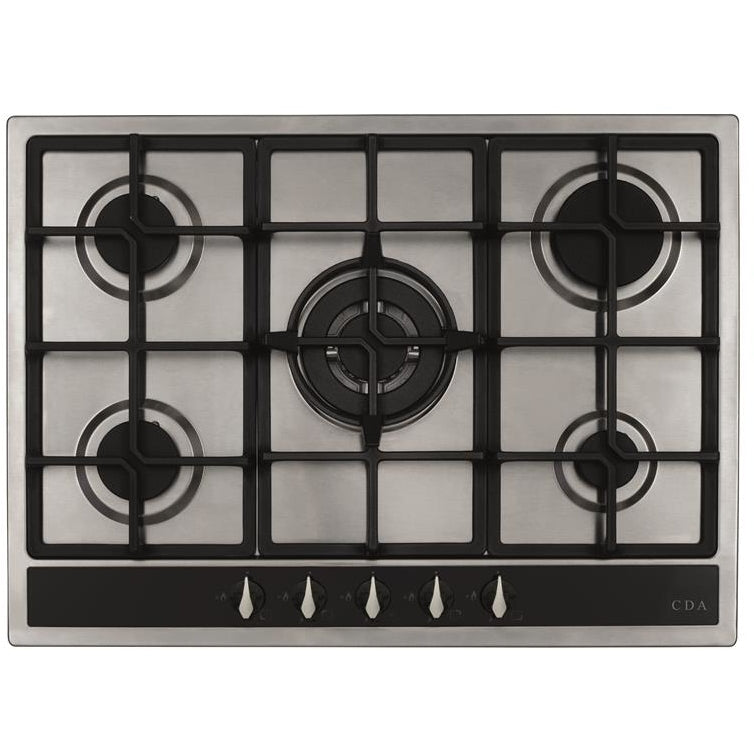 CDA HG7351SS 68cm 5 Burner Gas Hob, Stainless Steel - CDA HG7351SS product image 1 at Appliances Arena