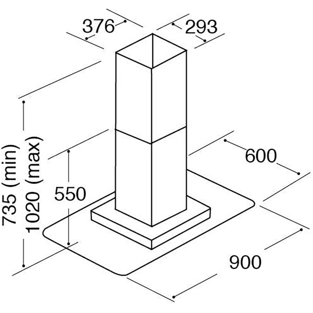 CDA ECNK91SS 90cm Chimney Cooker Hood, Stainless Steel, A++ Rated - CDA ECNK91SS product image 1 at Appliances Arena