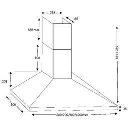 CDA ECH93SS 90cm Chimney Cooker Hood, Stainless Steel, C Rated - CDA ECH93SS product image 3 at Appliances Arena
