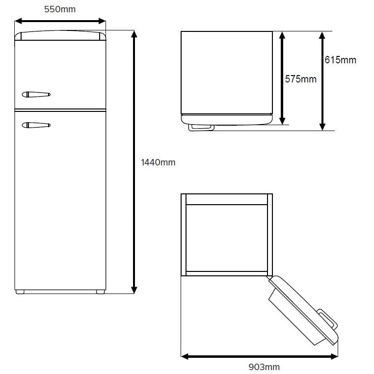 CDA Betty Sea Holly Retro Static Fridge Freezer, 80/20, Blue, D Rated - CDA product image 3 at Appliances Arena