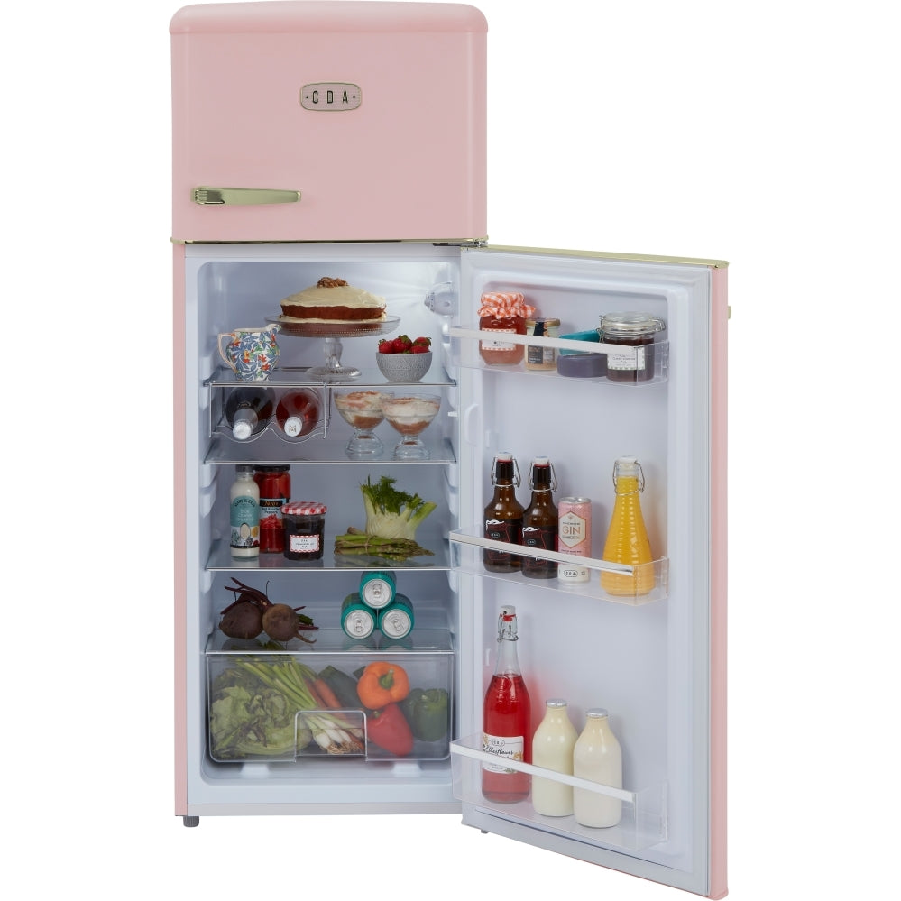 CDA Betty Tea Rose Retro Static Fridge Freezer, 80/20, Pink, D Rated - CDA product image 13 at Appliances Arena