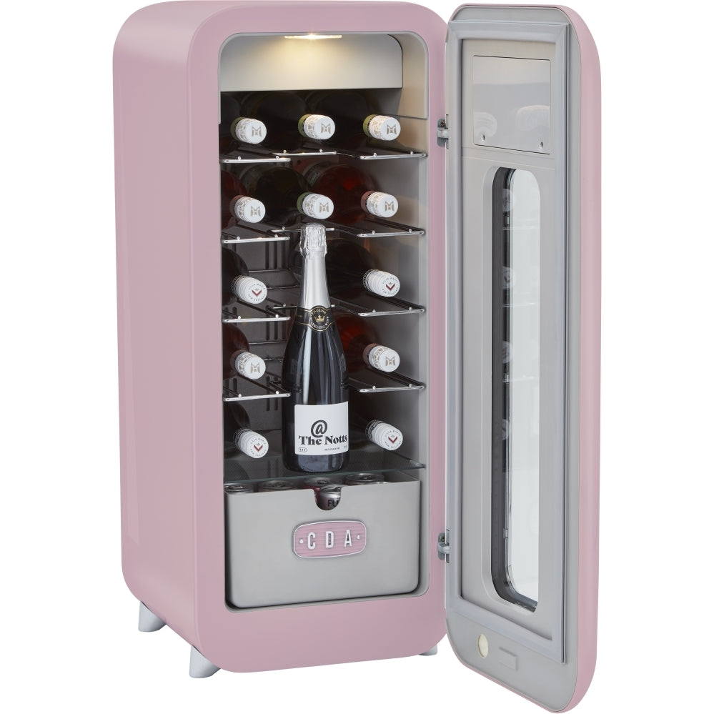 CDA Nancy Tea Rose Retro Wine Cooler, Pink, G Rated - CDA product image 2 at Appliances Arena