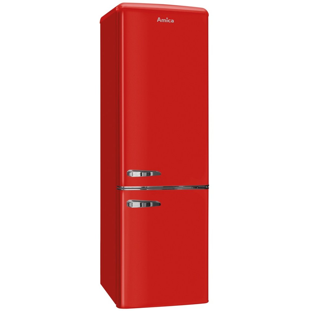 Amica FKR29653R Retro Static Fridge Freezer, 60/40, Red, E Rated - Amica FKR29653R product image 1 at Appliances Arena