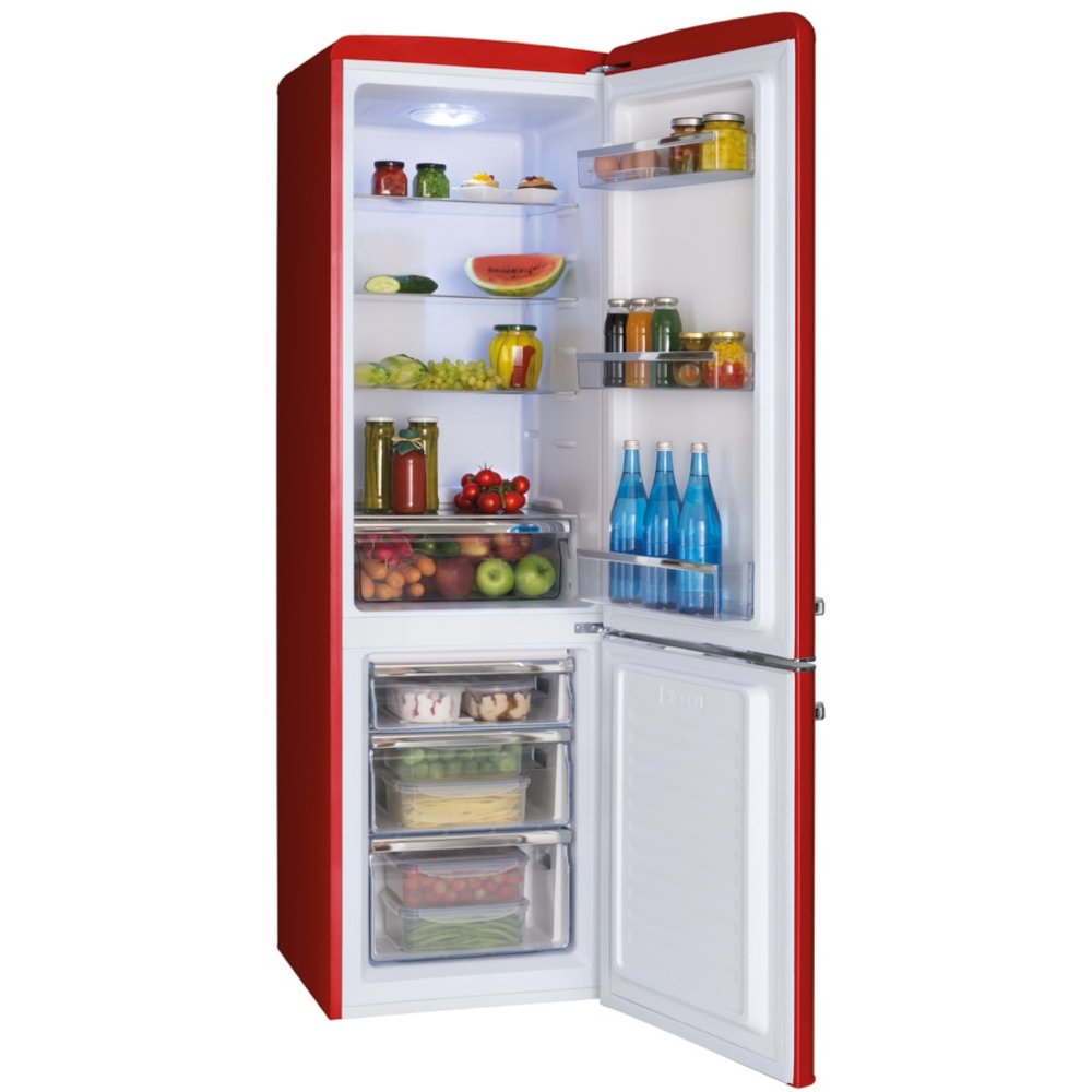 Amica FKR29653R Retro Static Fridge Freezer, 60/40, Red, E Rated - Amica FKR29653R product image 2 at Appliances Arena