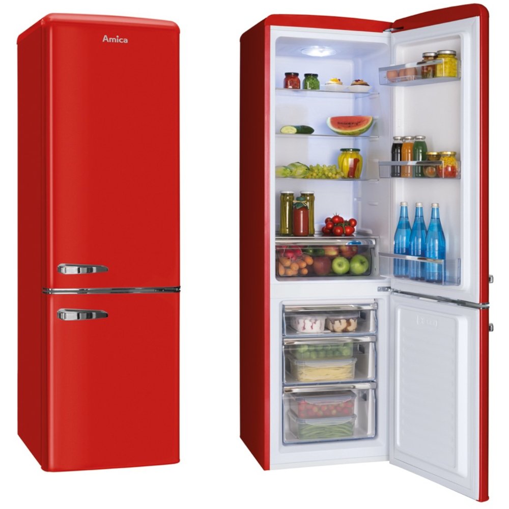 Amica FKR29653R Retro Static Fridge Freezer, 60/40, Red, E Rated - Amica FKR29653R product image 3 at Appliances Arena