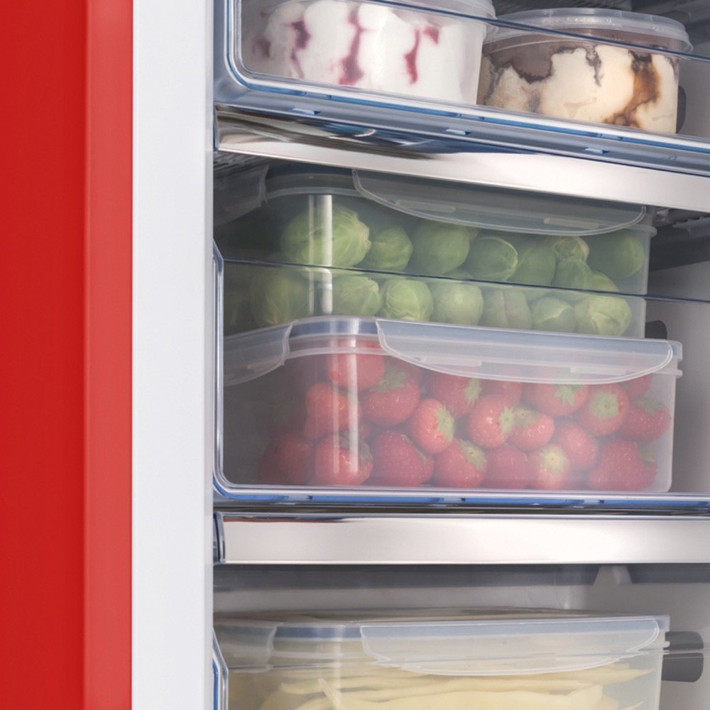 Amica FKR29653R Retro Static Fridge Freezer, 60/40, Red, E Rated - Amica FKR29653R product image 6 at Appliances Arena