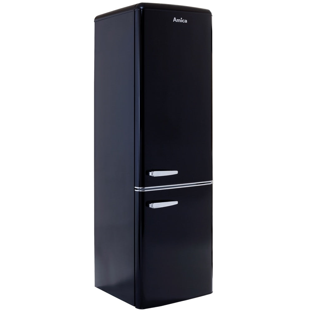 Amica FKR29653B Retro Static Fridge Freezer, 60/40, Black, E Rated - Amica FKR29653B product image 1 at Appliances Arena