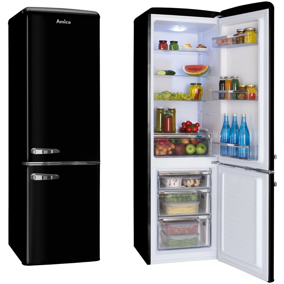 Amica FKR29653B Retro Static Fridge Freezer, 60/40, Black, E Rated - Amica FKR29653B product image 3 at Appliances Arena