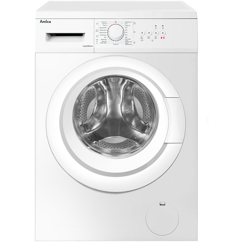 Amica WME610 Washing Machine, 6kg, 1000 Spin, White, D Rated - Amica WME610 product image 1 at Appliances Arena