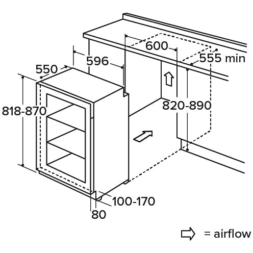 CDA FW224/2 Built-Under Larder Fridge, Fixed Hinge, E Rated - CDA FW224 product image 2 at Appliances Arena