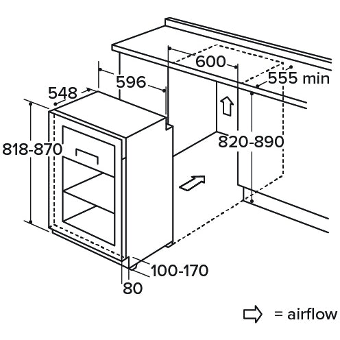 CDA FW254/2 Built-Under Fridge with Ice Box, Fixed Hinge, E Rated - CDA FW254 product image 2 at Appliances Arena