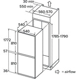 CDA FW852/5 Static Integrated Fridge Freezer, Sliding Hinge, 50/50, E Rated - CDA FW852 product image 1 at Appliances Arena