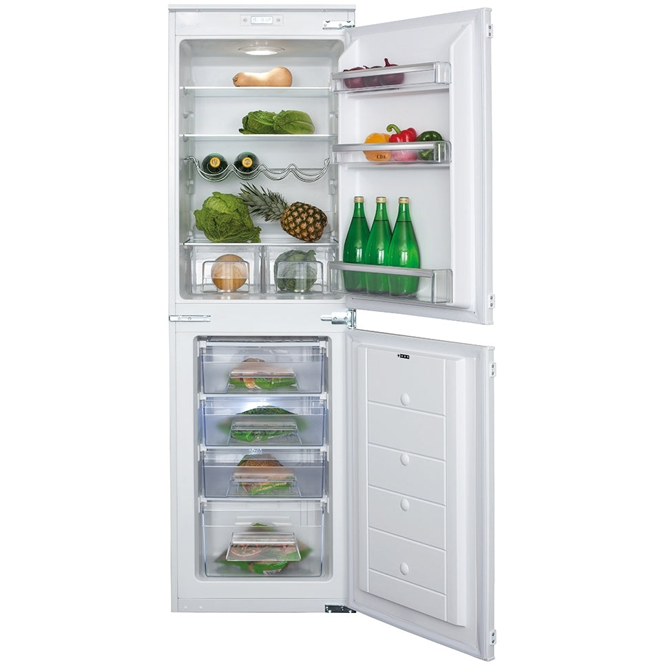 CDA FW852/5 Static Integrated Fridge Freezer, Sliding Hinge, 50/50, E Rated - CDA FW852 product image 2 at Appliances Arena