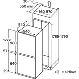 CDA FW872/5 Static Integrated Fridge Freezer, Sliding Hinge, 70/30, E Rated - CDA FW872 product image 2 at Appliances Arena