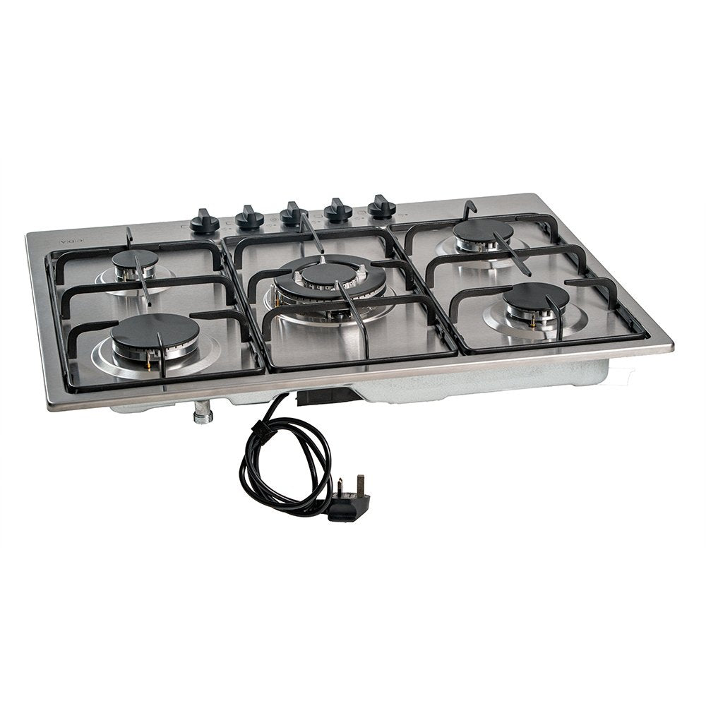 CDA SCGO70SS 68cm 5 Burner Gas Hob, Stainless Steel - CDA SCGO70SS product image 1 at Appliances Arena
