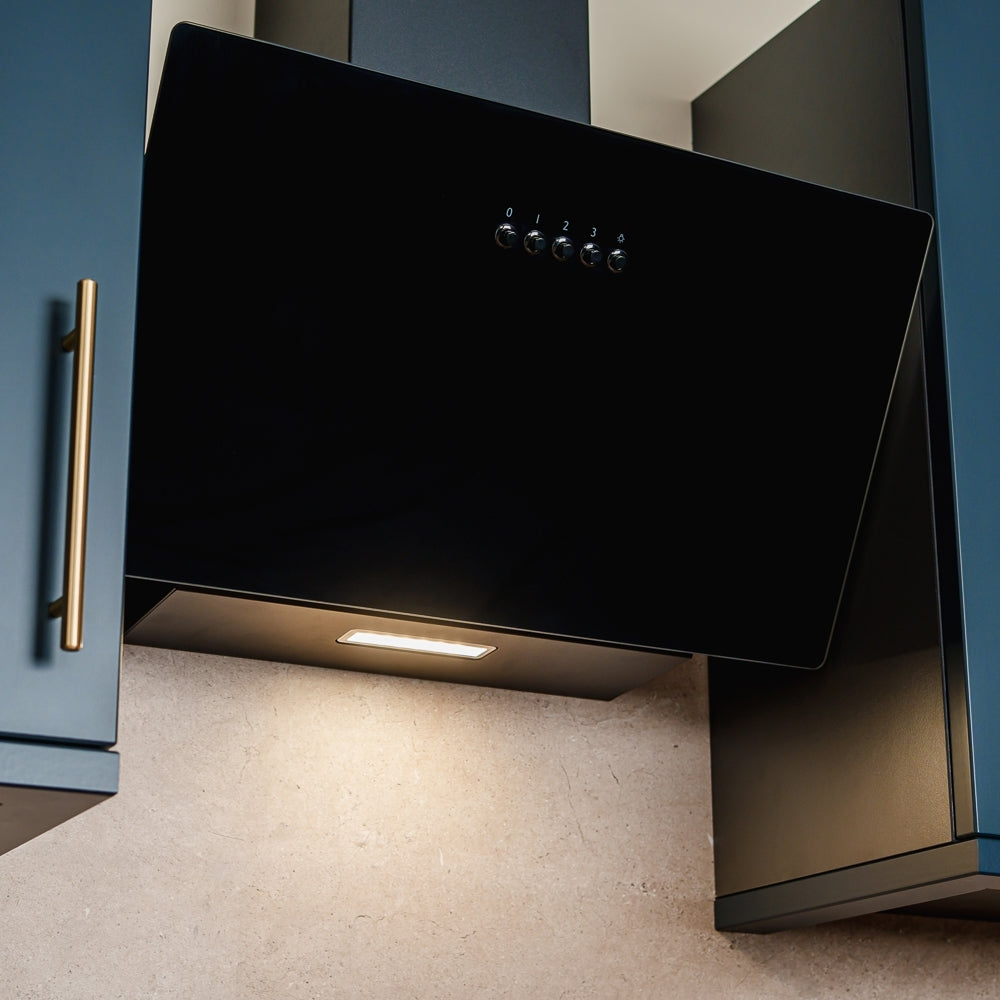 CDA SCAG60BL 60cm Chimney Cooker Hood, Black, A Rated - CDA SCAG60BL product image 1 at Appliances Arena
