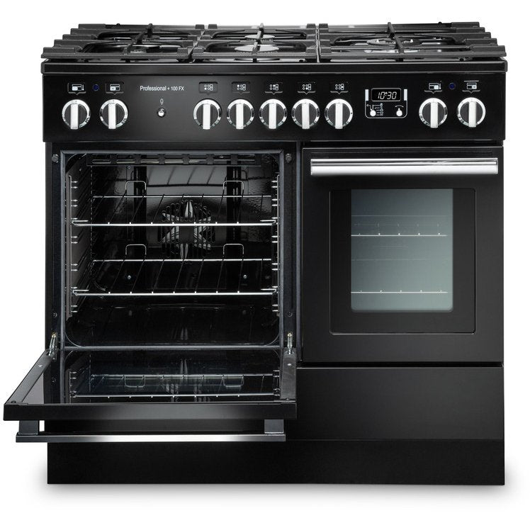 Rangemaster PROPL100FXDFFGB/C Professional Plus FX Gloss Black / Chrome 100cm Dual Fuel Range Cooker - product image 4
