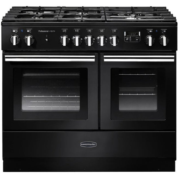 Rangemaster PROPL100FXDFFGB/C Professional Plus FX Gloss Black / Chrome 100cm Dual Fuel Range Cooker - product image 1