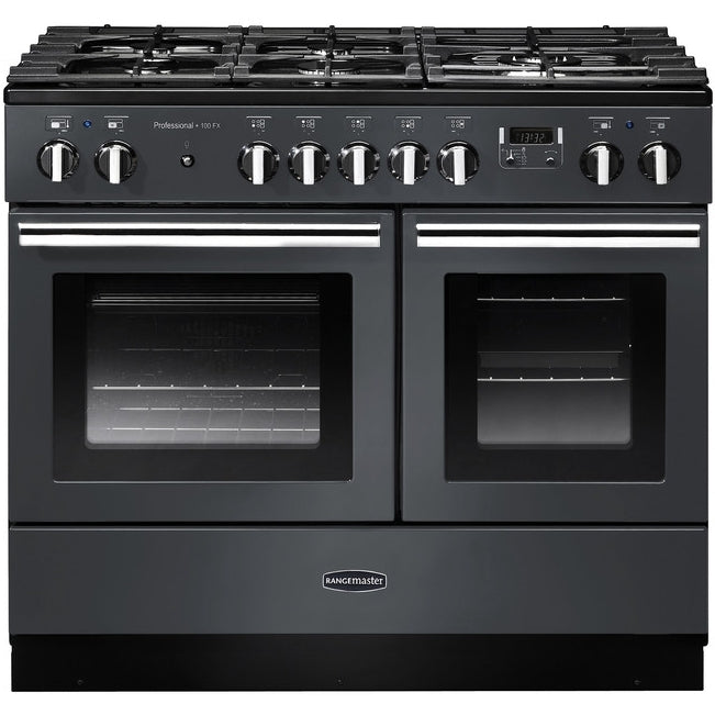Rangemaster PROPL100FXDFFSL/C Professional Plus FX Slate / Chrome 100cm Dual Fuel Range Cooker - product image 1