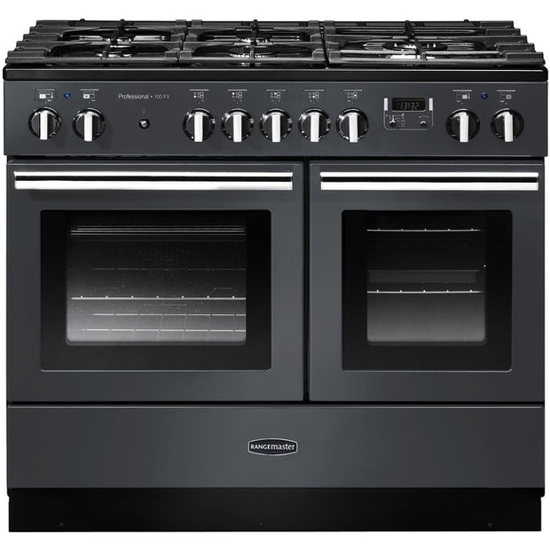 Rangemaster PROPL100FXDFFSL/C Professional Plus FX Slate / Chrome 100cm Dual Fuel Range Cooker - product image 1