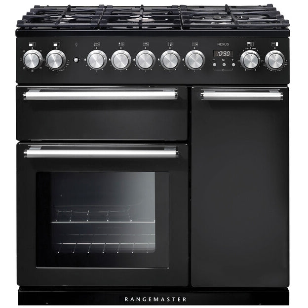 Rangemaster NEX90DFFCB/C Nexus Charcoal Black / Chrome 90cm Dual Fuel Range Cooker - product image 1