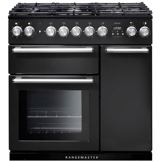 Rangemaster NEX90DFFCB/C Nexus Charcoal Black / Chrome 90cm Dual Fuel Range Cooker - product image 1