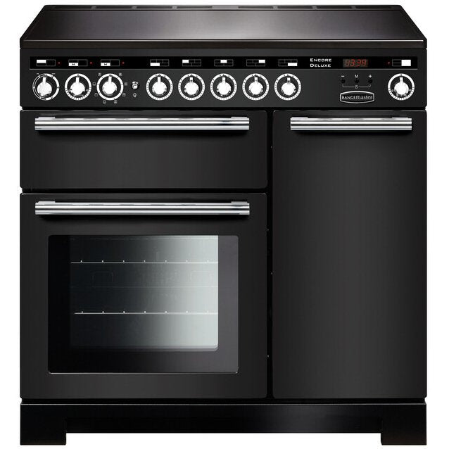 Rangemaster EDL90EICB/C Encore Deluxe Charcoal Black / Chrome 90cm Induction Range Cooker - product image 1