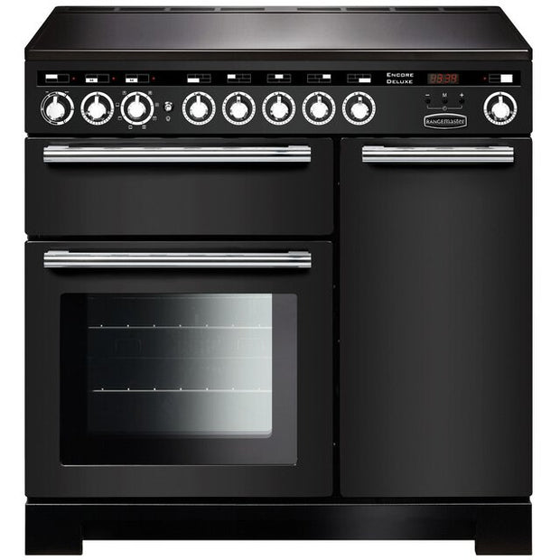 Rangemaster EDL90EICB/C Encore Deluxe Charcoal Black / Chrome 90cm Induction Range Cooker - product image 1