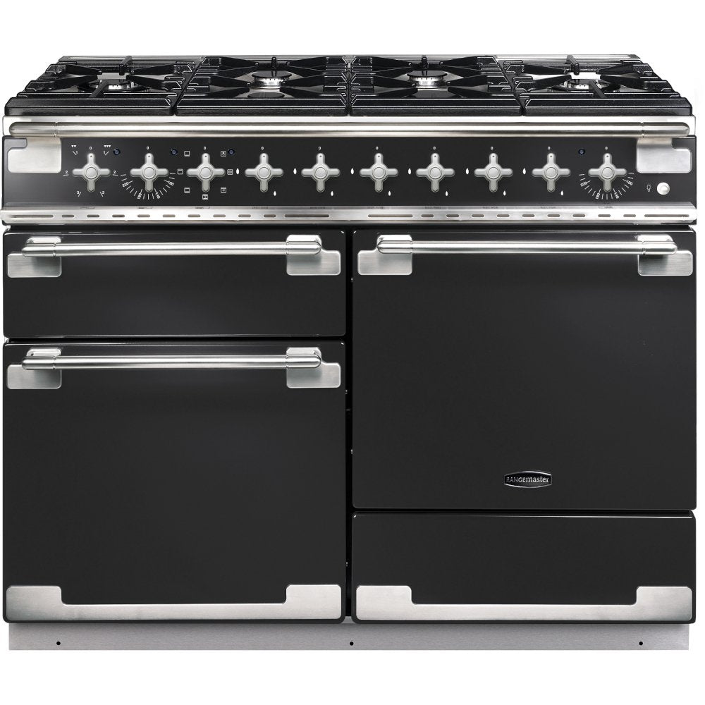 Rangemaster ELS110DFFCB Elise Charcoal Black / Brushed Nickel 110cm Dual Fuel Range Cooker - product image 1